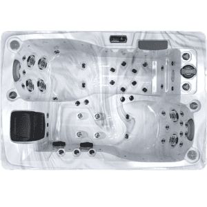 Relaxing spa jacuzzi con idromassaggio e luci LED, ideale per il wellness domestico, dotato di sedili ergonomici e sistema di controllo intuitivo.