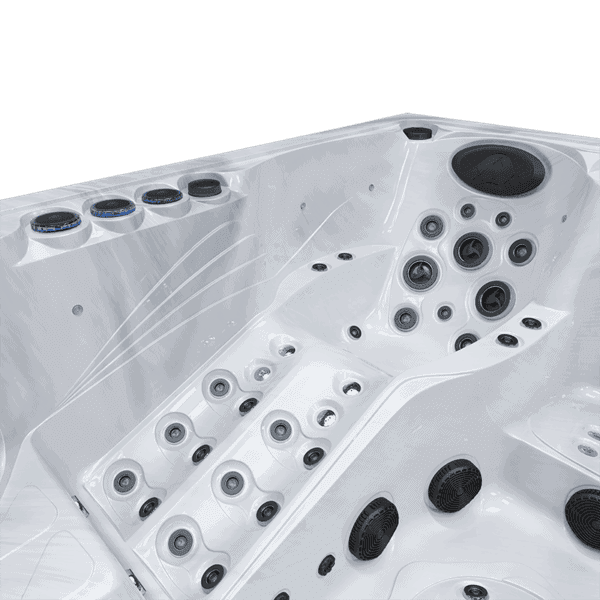 Spa Outdoor per 5 Persone – Design, Tecnologia e Benessere Linee moderne, dettagli curati e tecnologia pensata per il relax: questa vasca idromassaggio da esterno per 5 persone è la soluzione ideale per chi cerca un’oasi di benessere direttamente a casa propria. La superficie interna in elegante bianco argento riflette la luce creando giochi di colore suggestivi, mentre il rivestimento esterno grigio regala un look sobrio e contemporaneo, perfetto per ogni contesto architettonico. Dotata di getti idromassaggio potenti e silenziosi, illuminazione LED subacquea, cromoterapia multicolore e audio Bluetooth integrato, questa spa offre un'esperienza immersiva che rigenera corpo e mente.