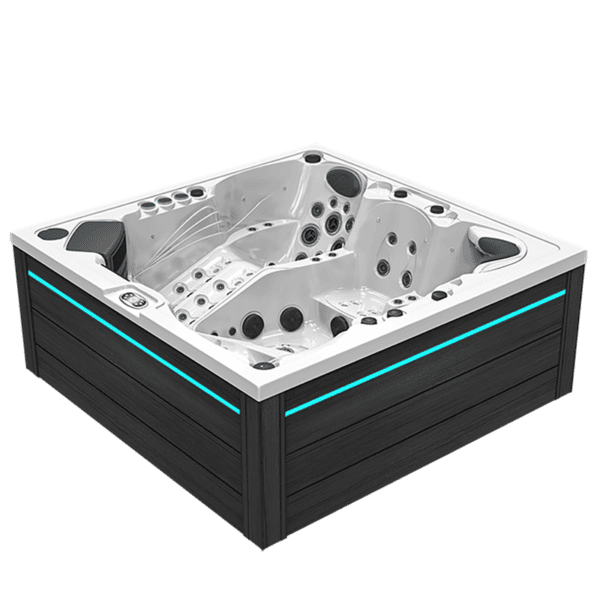 Spa Outdoor per 5 Persone – Design, Tecnologia e Benessere Linee moderne, dettagli curati e tecnologia pensata per il relax: questa vasca idromassaggio da esterno per 5 persone è la soluzione ideale per chi cerca un’oasi di benessere direttamente a casa propria. La superficie interna in elegante bianco argento riflette la luce creando giochi di colore suggestivi, mentre il rivestimento esterno grigio regala un look sobrio e contemporaneo, perfetto per ogni contesto architettonico. Dotata di getti idromassaggio potenti e silenziosi, illuminazione LED subacquea, cromoterapia multicolore e audio Bluetooth integrato, questa spa offre un'esperienza immersiva che rigenera corpo e mente.