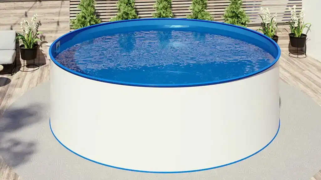 Sunnypool Piscina rotonda fuori terra SunnyPool MTH diametro 3 metri e altezza 1,5 m con pareti bianche e bordo superiore blu