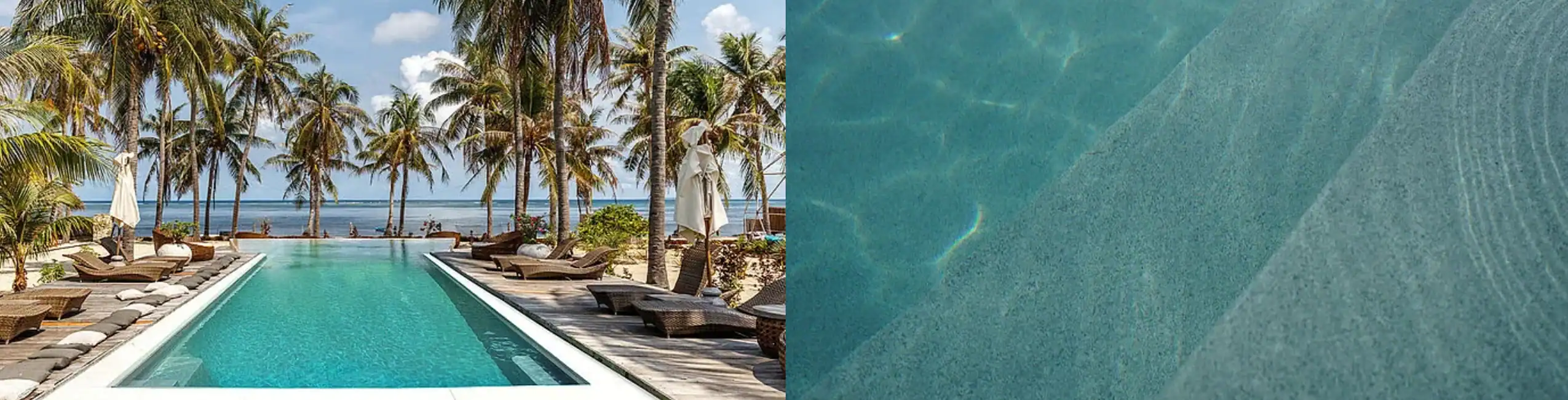 Piscina con rivestimento in PVC armato VOGUE Tropical Piscina con rivestimento in PVC armato Alkorplan VOGUE Tropical effetto naturale e caraibico