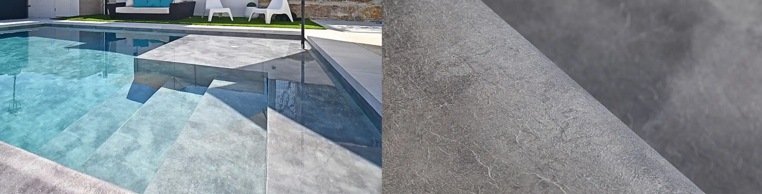 Piscina con rivestimento in PVC armato VOGUE Urban Piscina moderna con rivestimento in PVC armato Alkorplan VOGUE Urban effetto cemento