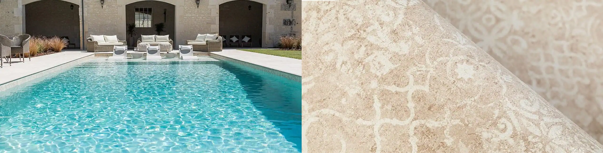 Piscina con rivestimento in PVC armato VOGUE Vintage Piscina con rivestimento in PVC armato Alkorplan VOGUE Vintage effetto decorativo elegante