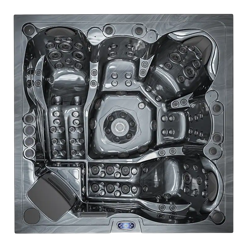 Moana-Vasca idromassaggio 5 posti – full optional | Atec Pool Vasca idromassaggio 5 posti full optional con 2 chaise longue, LED e sistema audio – Atec Pool