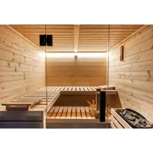 Sauna Family La sauna modello Family di Harvia è progettata per offrire benessere e relax a tutta la famiglia. Con spazi ottimizzati e materiali di alta qualità, questa sauna garantisce un’esperienza confortevole e sicura per grandi e piccoli. Grazie al design moderno e funzionale, si integra facilmente in qualsiasi ambiente, trasformando ogni momento in un’occasione speciale di relax. Scegli il modello Family di Harvia per creare ricordi indimenticabili con i tuoi cari, all’insegna del calore e della tradizione finlandese.