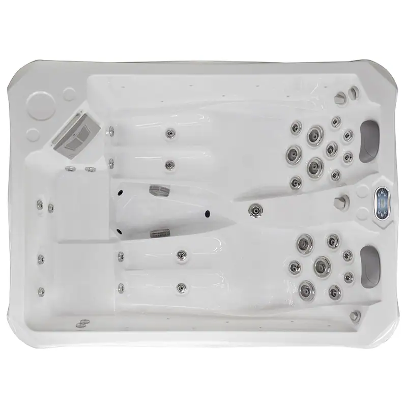 Vasca idromassaggio con 8 getti, bianca, dimensioni medie, ambiente wellness.